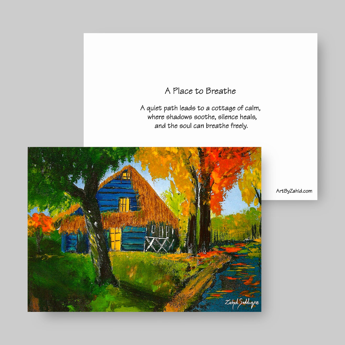 GREETING CARD Printed from Original Acrylic Painting "A Place to Breathe" Blank Inside,5"X7"