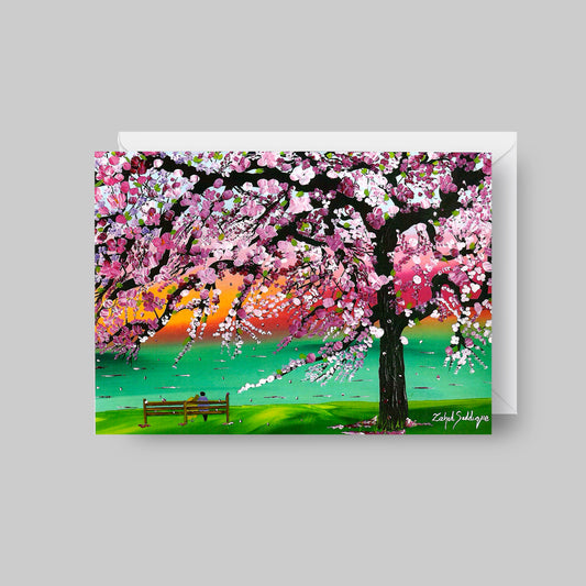 GREETING CARD Printed from Original Acrylic Painting "Blossoms before Dawn"  Blank Inside,5"X7"