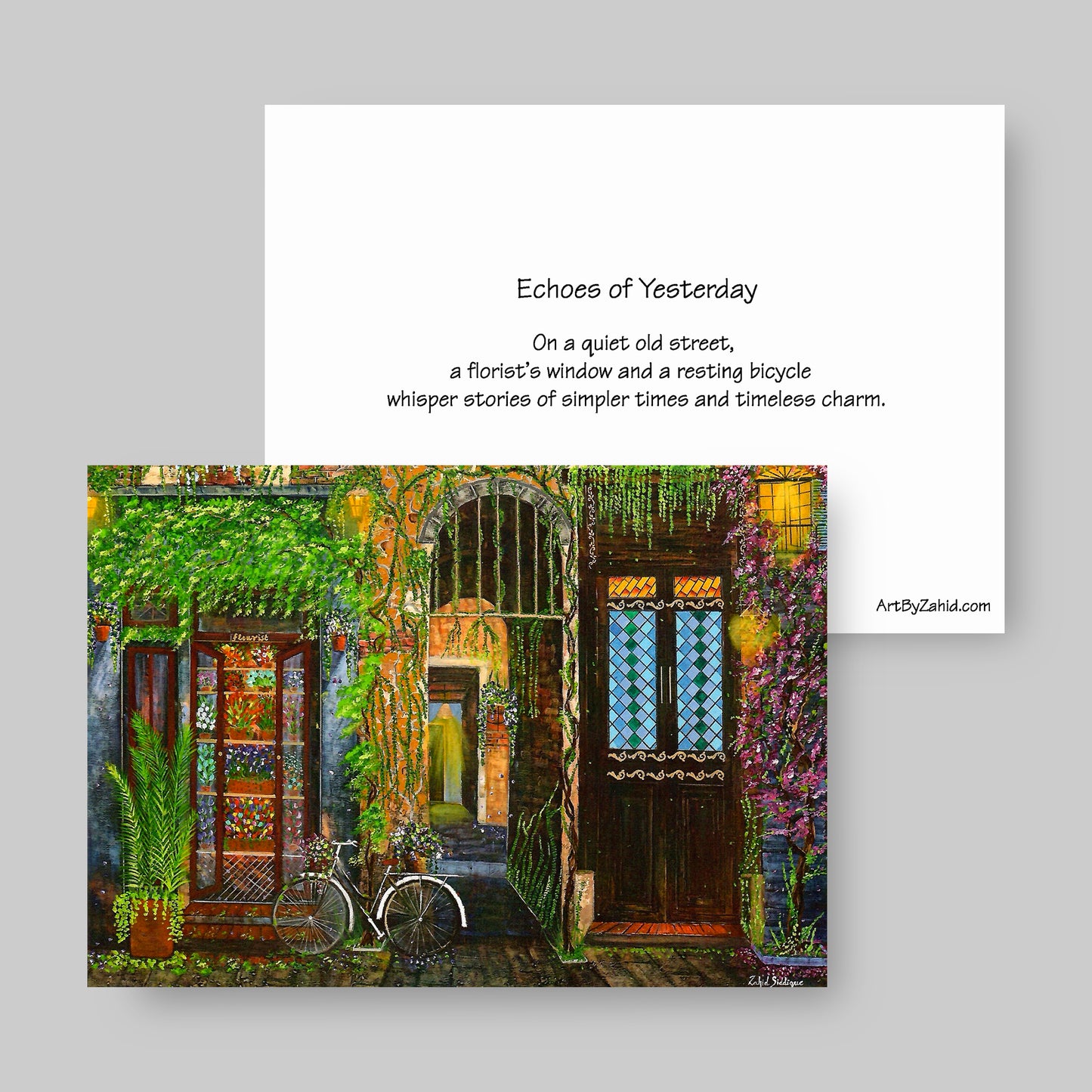 GREETING CARD Printed from Original Acrylic Painting" Echoes of Yesterday" Blank Inside,5"X7"