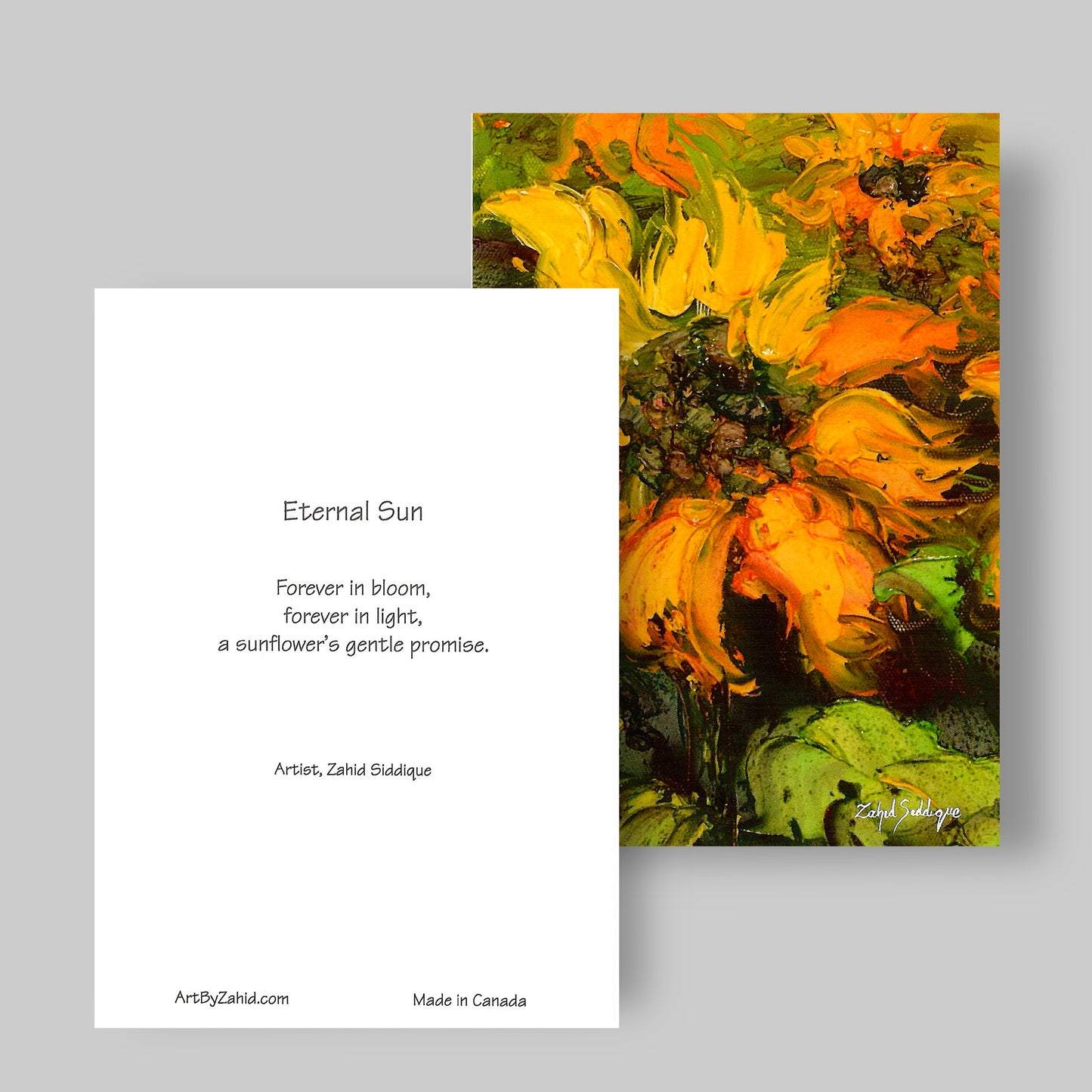 GREETING CARD Printed from Original Acrylic Painting "Eternal Sun" Blank Inside, 5"X7"