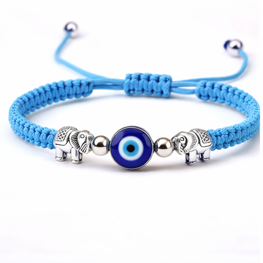 Evil Eye Bracelet for Women (Woven Band) Turquoise