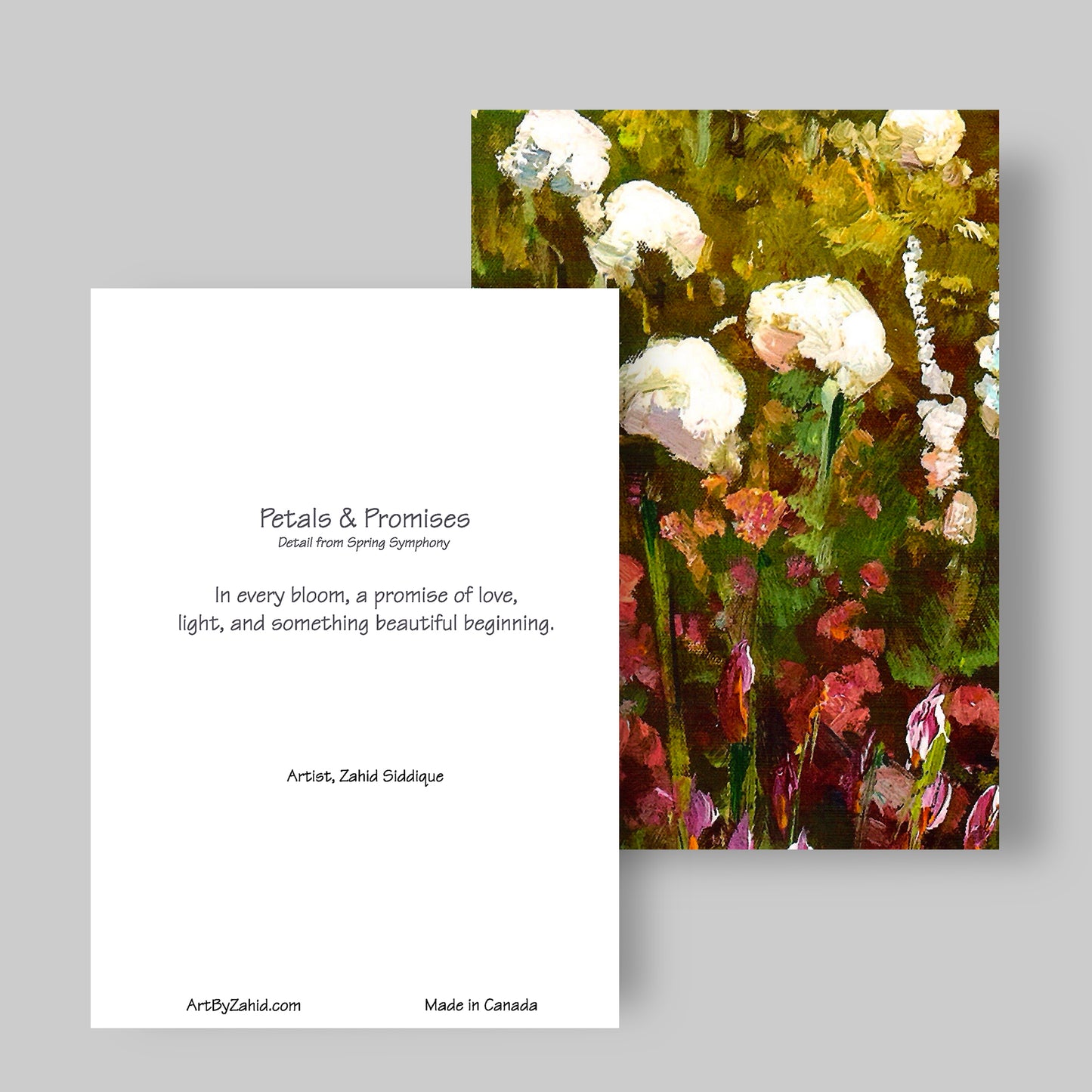 GREETING CARD Printed from Original Acrylic Painting "Petals & Promises" Blank Inside,5"X7"