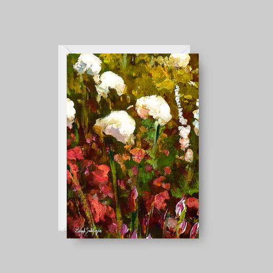 GREETING CARD Printed from Original Acrylic Painting "Petals & Promises"  Blank Inside,5"X7"