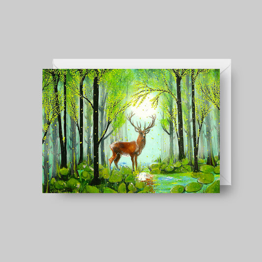 GREETING CARD Printed from Original Acrylic Painting "Silent Watcher"  Blank Inside,5"X7"
