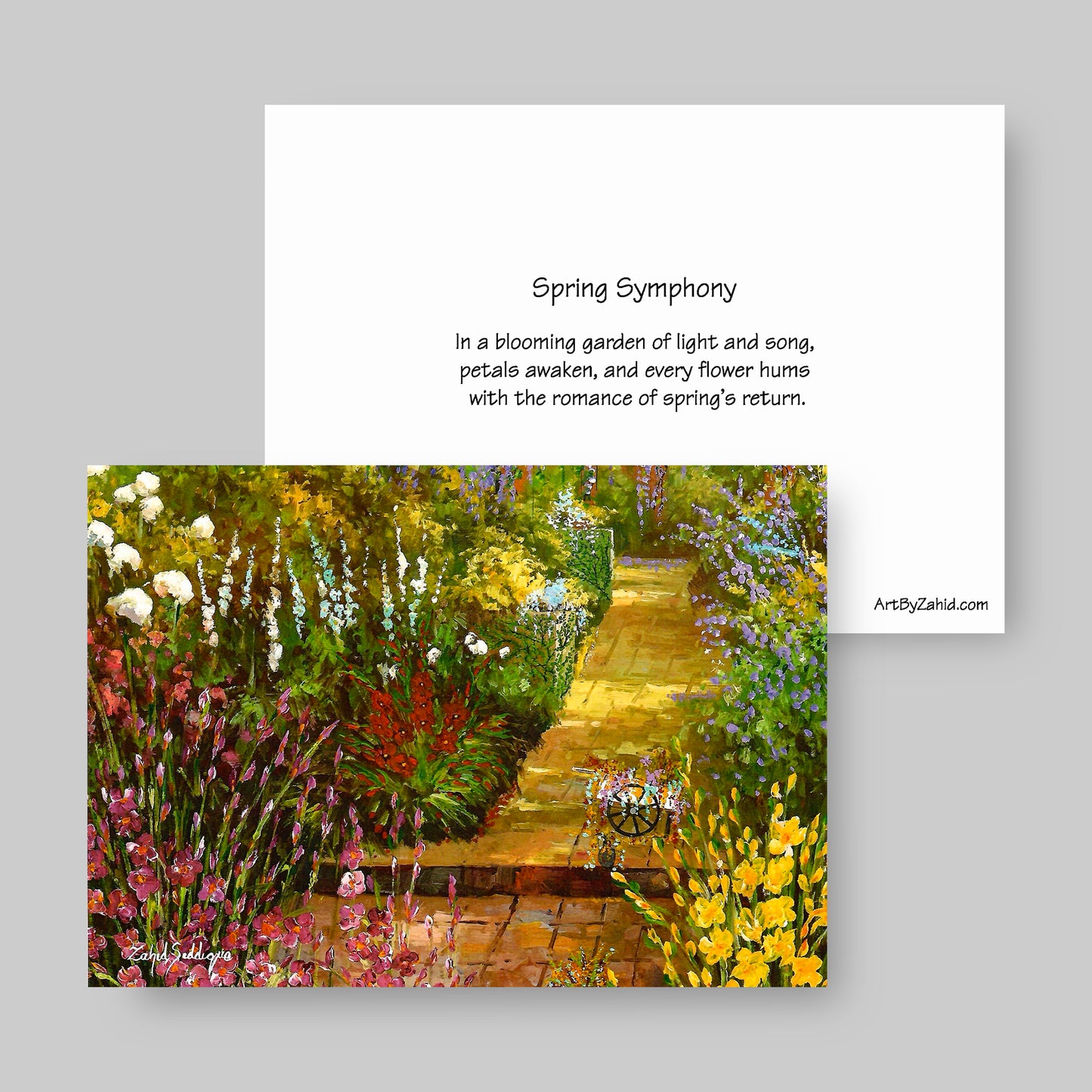 GREETING CARD Printed from Original Acrylic Painting "Spring Symphony" Blank Inside,5"X7"