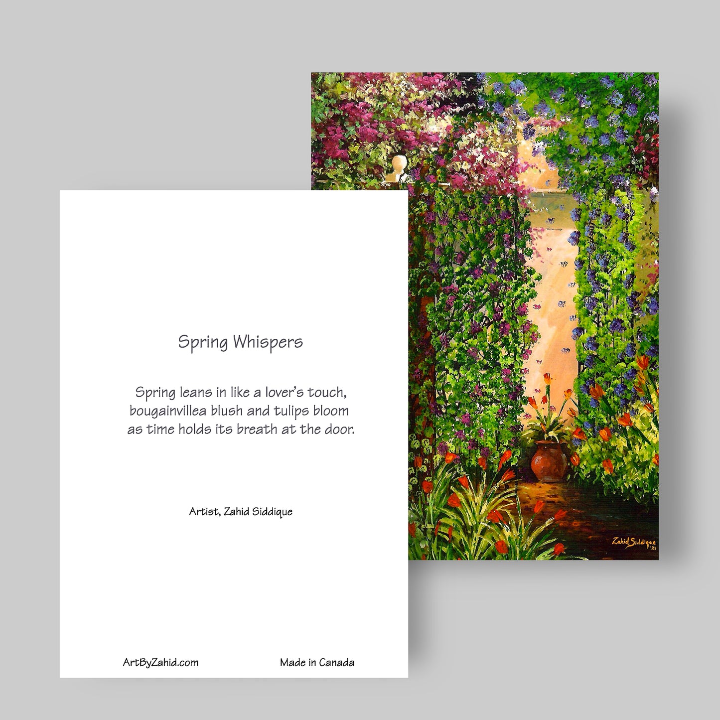 GREETING CARD Printed from Original Acrylic Painting "Spring Whispers" Blank Inside,5"X7"