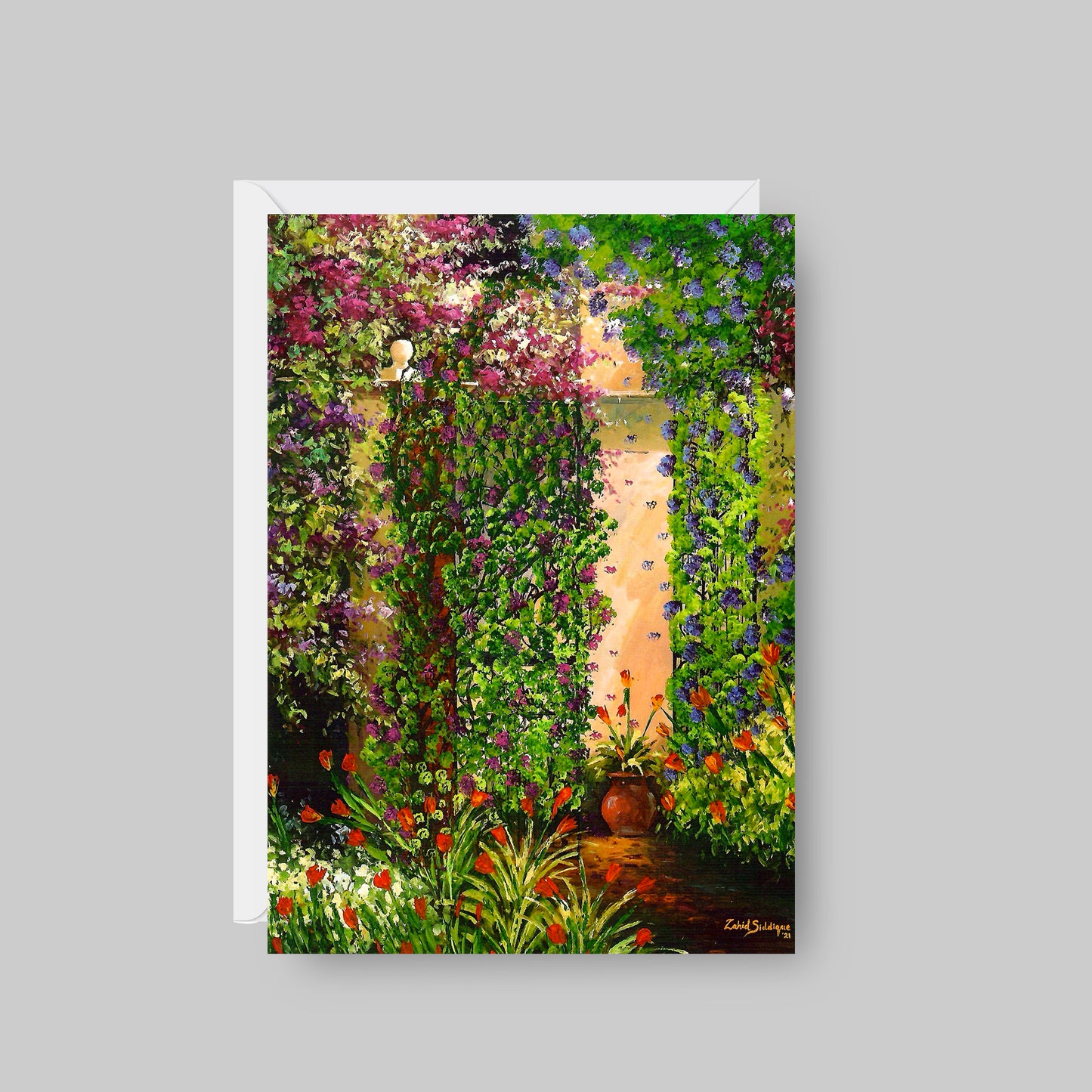 GREETING CARD Printed from Original Acrylic Painting "Spring Whispers" Blank Inside,5"X7"