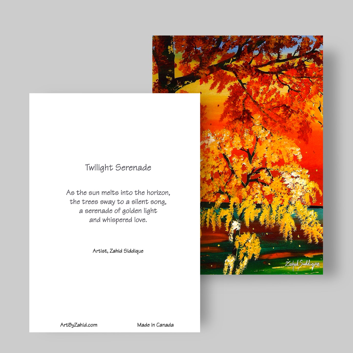 GREETING CARD Printed from Original Acrylic Painting "Twilight Serenade" Blank Inside, 5"X7"