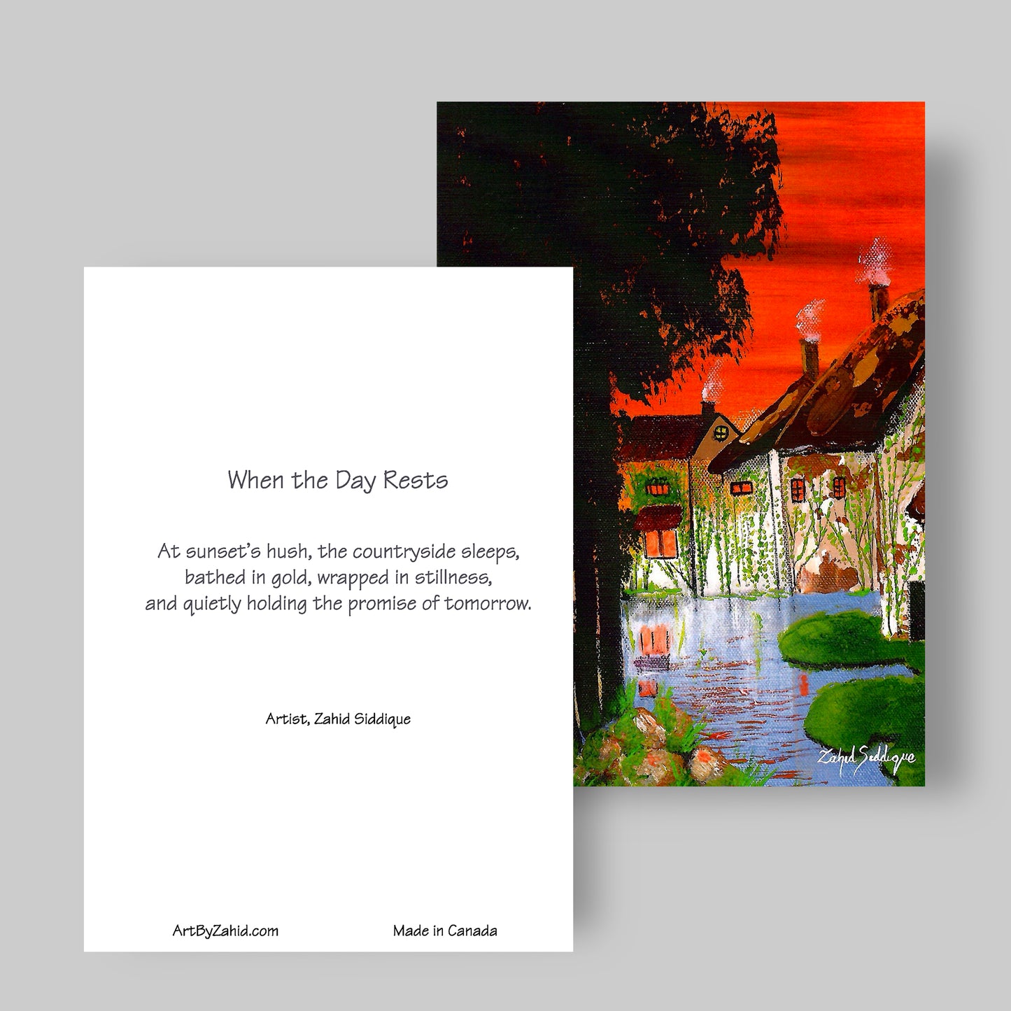GREETING CARD Printed from Original Acrylic Painting "When the Day Rests" Blank Inside,5"X7"