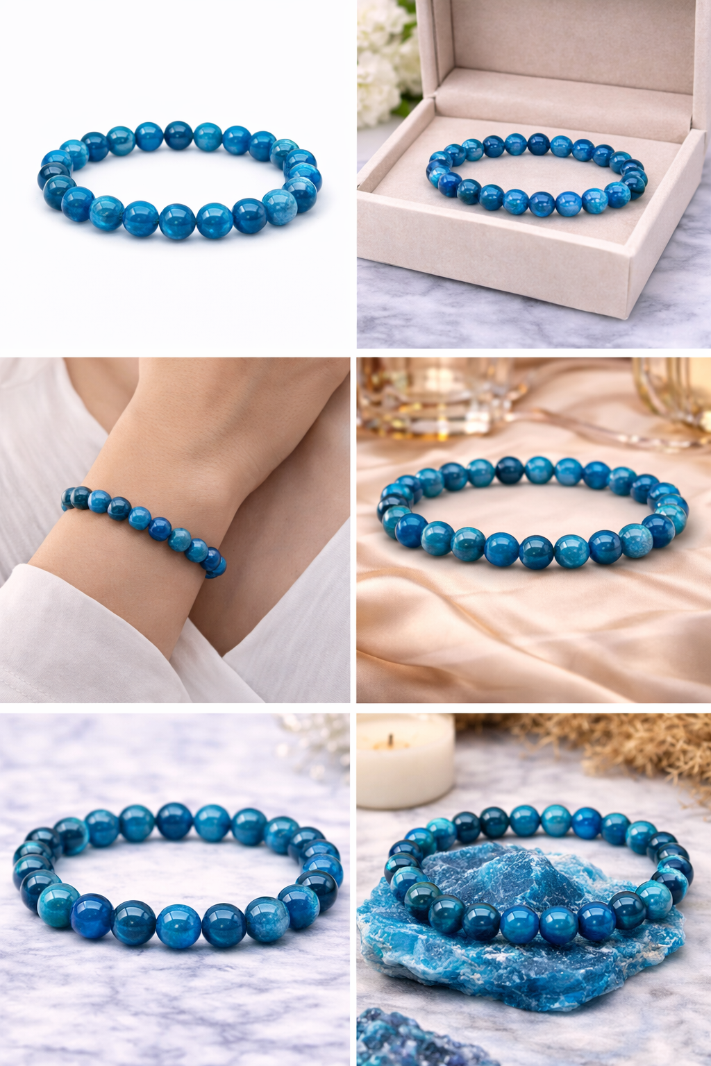 Blue Apatite Bracelet – Natural Gemstone Bracelet | Zed Symbolic Collection