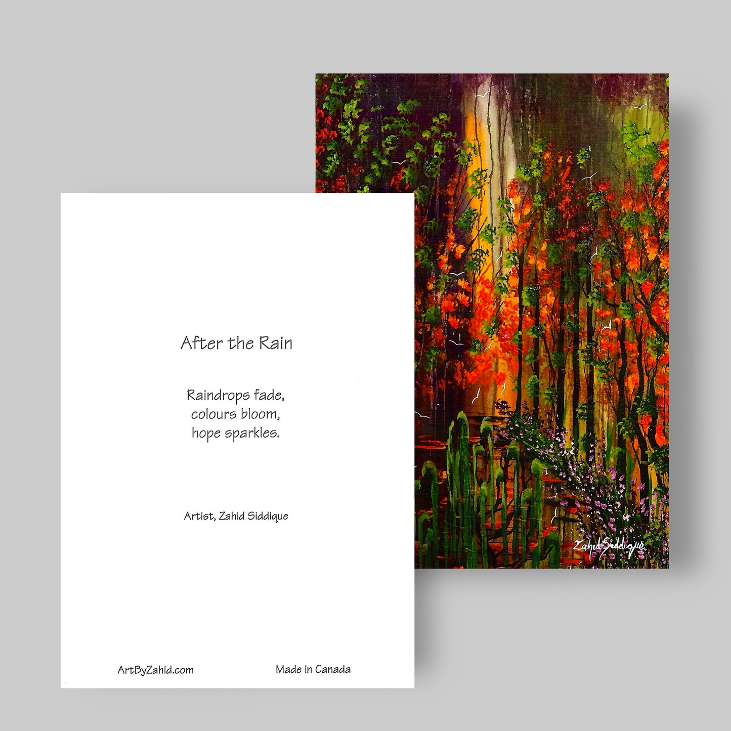 GREETING CARD Printed from Original Acrylic Painting "After the Rain"  Blank Inside, 5"X7"