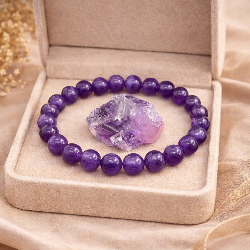Amethyst Bracelet – Natural Gemstone Beaded Bracelet | Zed Symbolic Collection