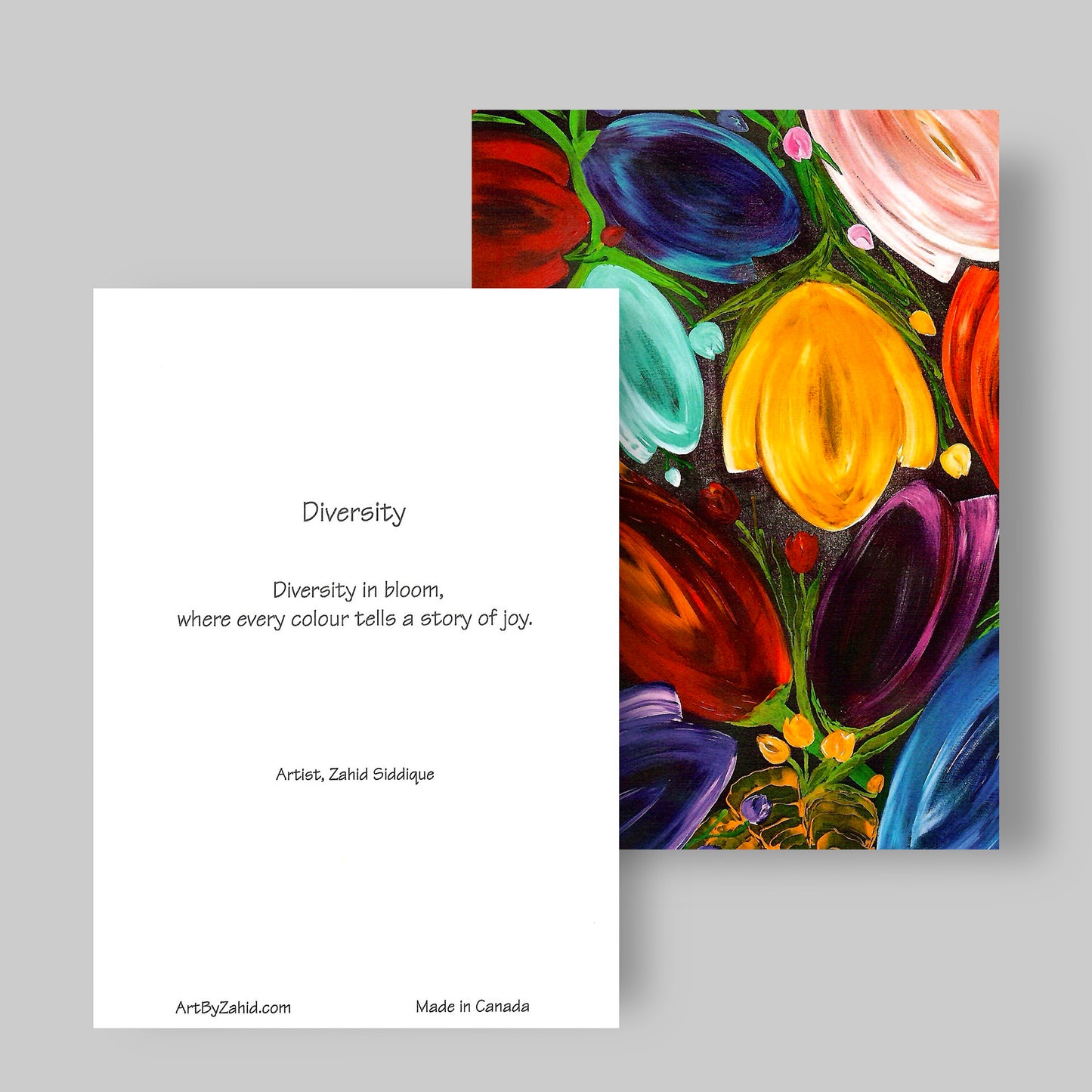 GREETING CARD Printed from Original Acrylic Painting "Diversity"  Blank Inside,5"X7"