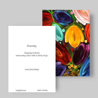 GREETING CARD Printed from Original Acrylic Painting "Diversity"  Blank Inside,5"X7"