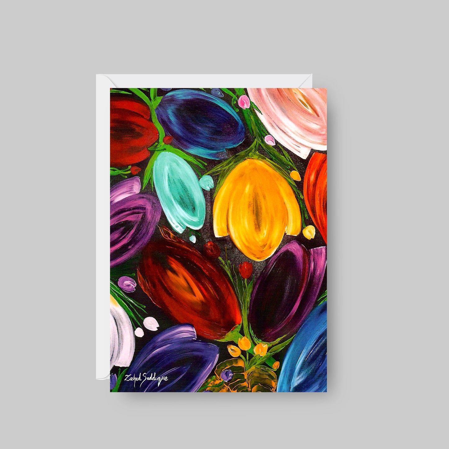 GREETING CARD Printed from Original Acrylic Painting "Diversity"  Blank Inside,5"X7"