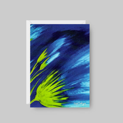 GREETING CARD Printed from Original Acrylic Painting "Dreamy Flowers"  Blank Inside,5"X7"