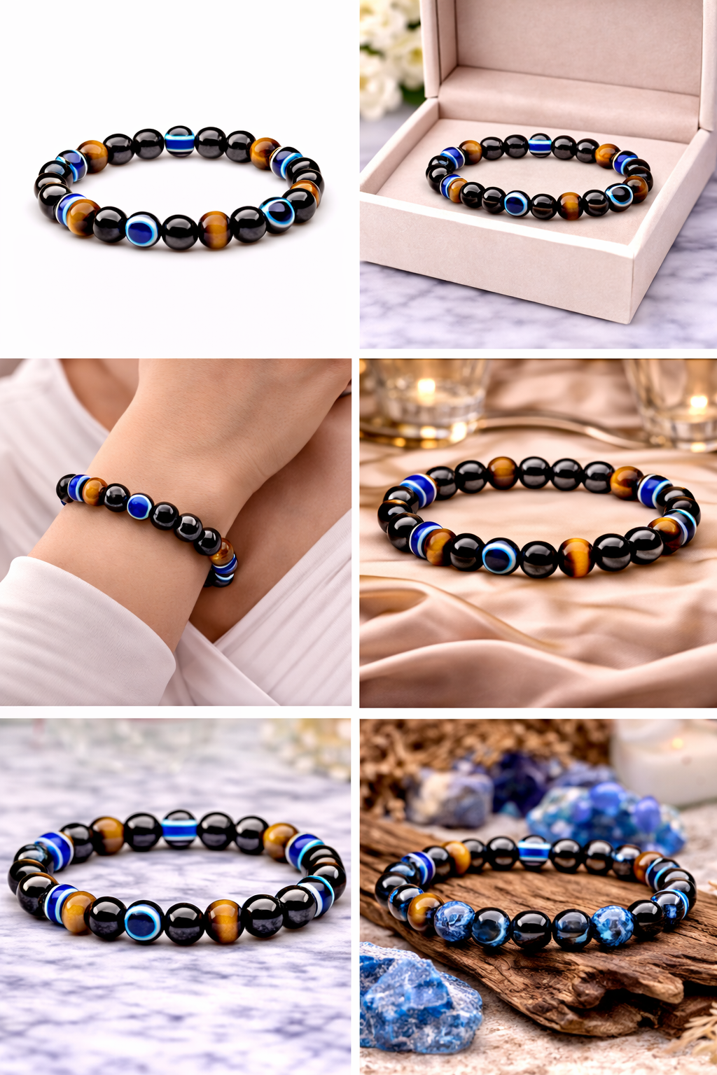 Tiger Eye & Evil Eye Bracelet – Symbolic Gemstone Bracelet | Zed Symbolic Collection