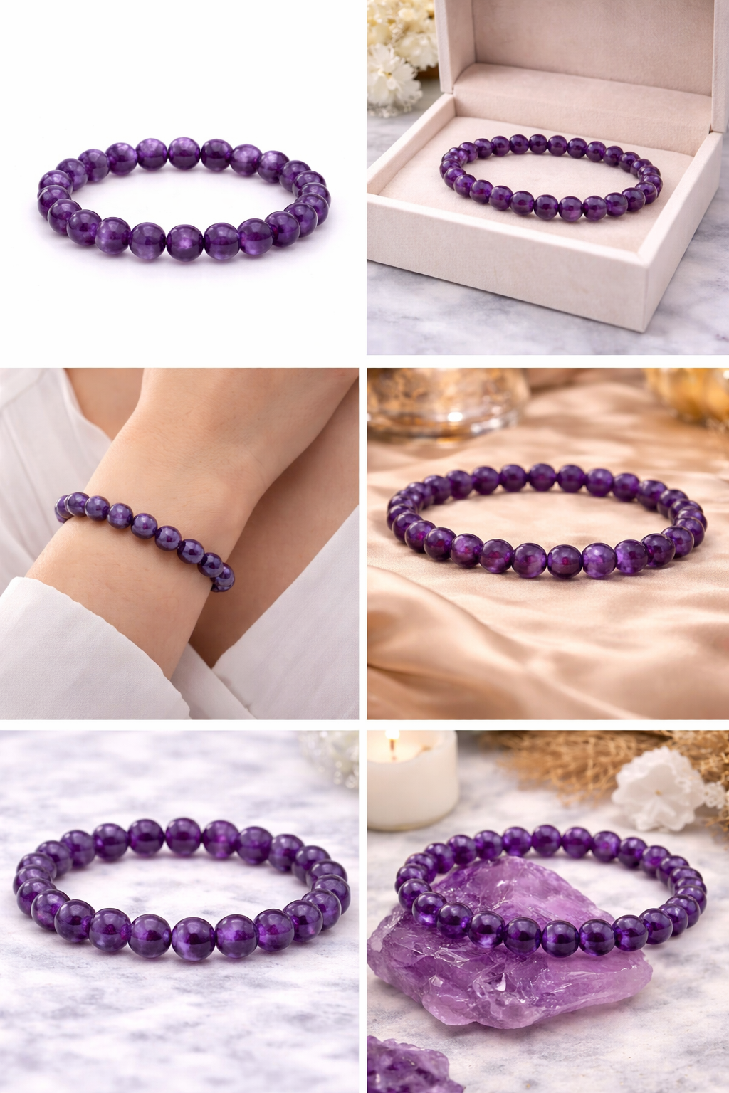 Amethyst Bracelet – Natural Gemstone Beaded Bracelet | Zed Symbolic Collection