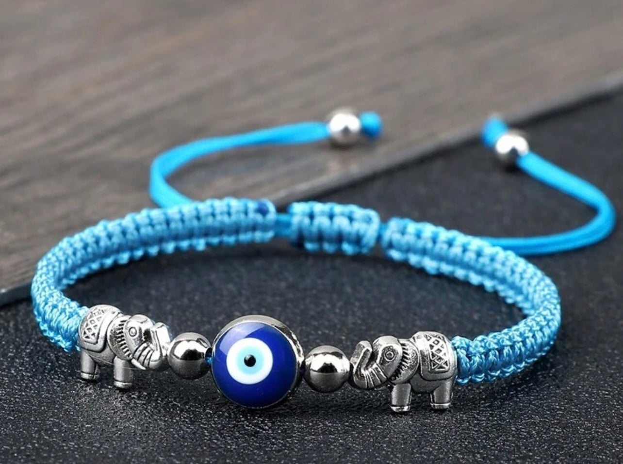 Evil Eye Bracelet for Women (Woven Band) Turquoise