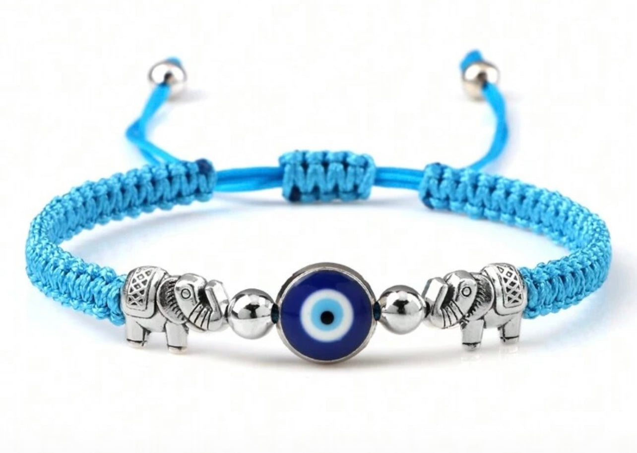 Evil Eye Bracelet for Women (Woven Band) Turquoise