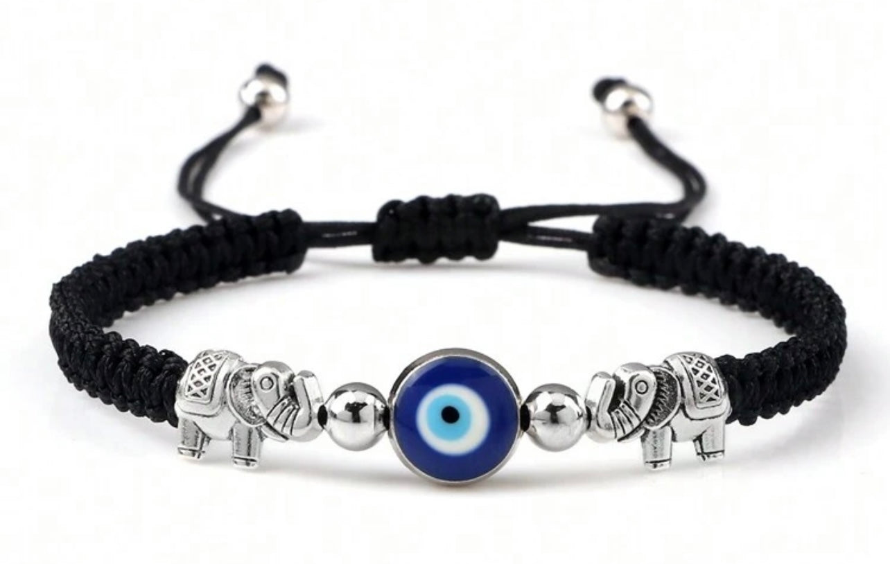 Evil Eye Bracelet for Women (Woven Band) Black