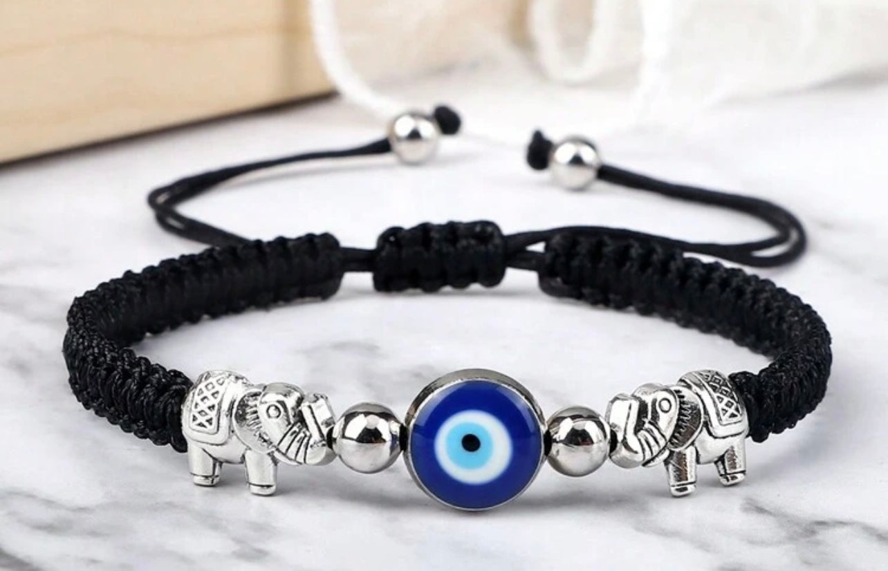 Evil Eye Bracelet for Women (Woven Band) Black