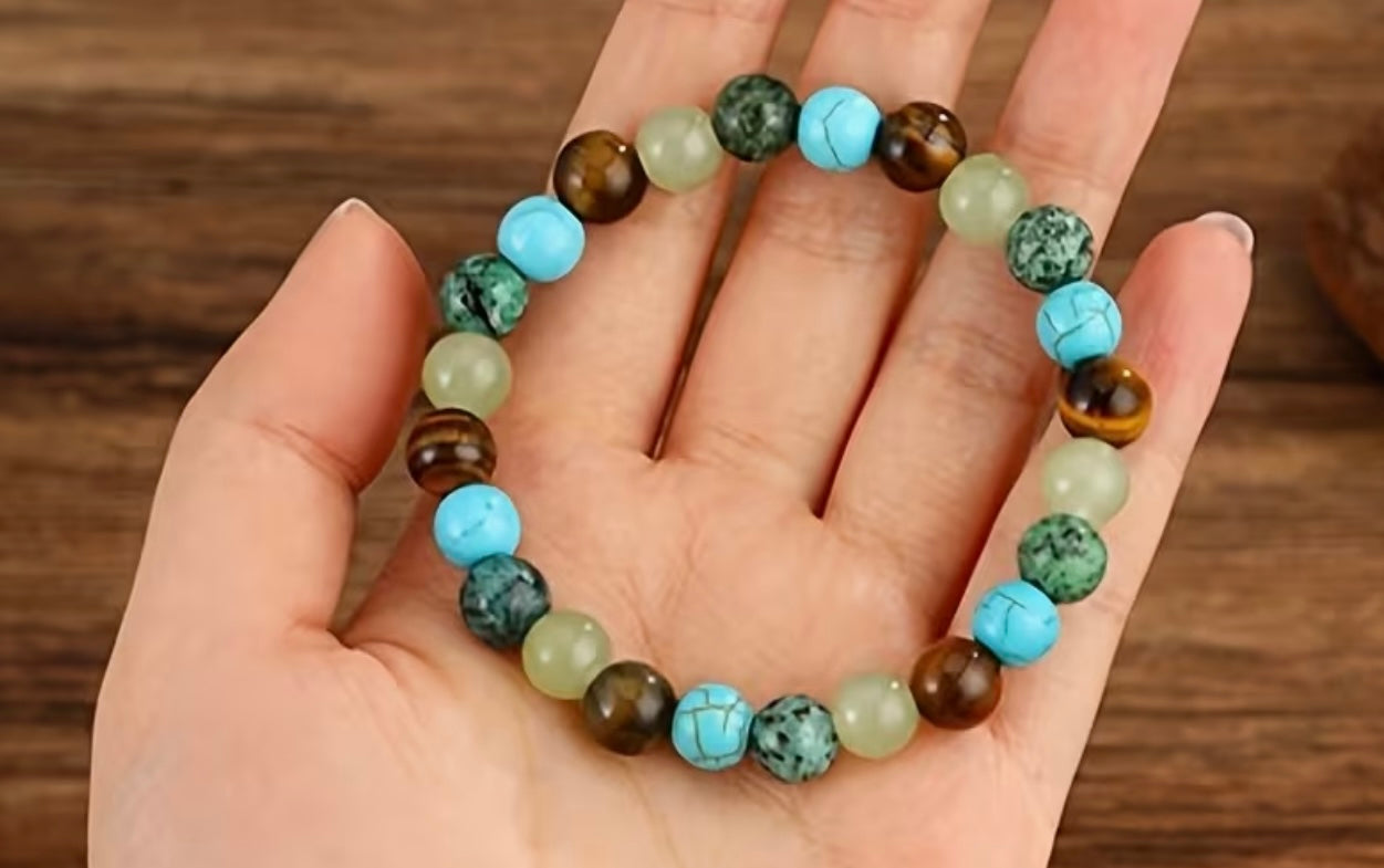 Tiger Eye & African Turquoise Bracelet – Natural Gemstone Bracelet | Zed Symbolic Collection