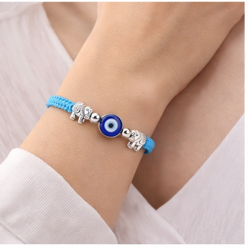Evil Eye Bracelet for Women (Woven Band) Turquoise
