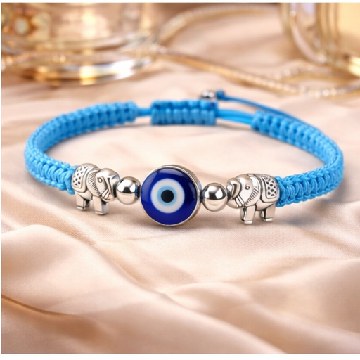 Evil Eye Bracelet for Women (Woven Band) Turquoise