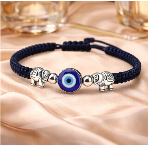 Evil Eye Bracelet for Women (Woven Band) Black