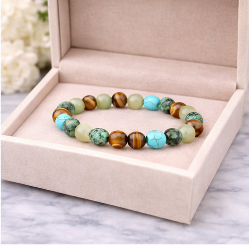 Tiger Eye & African Turquoise Bracelet – Natural Gemstone Bracelet | Zed Symbolic Collection