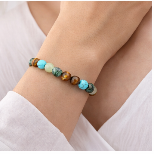 Tiger Eye & African Turquoise Bracelet – Natural Gemstone Bracelet | Zed Symbolic Collection