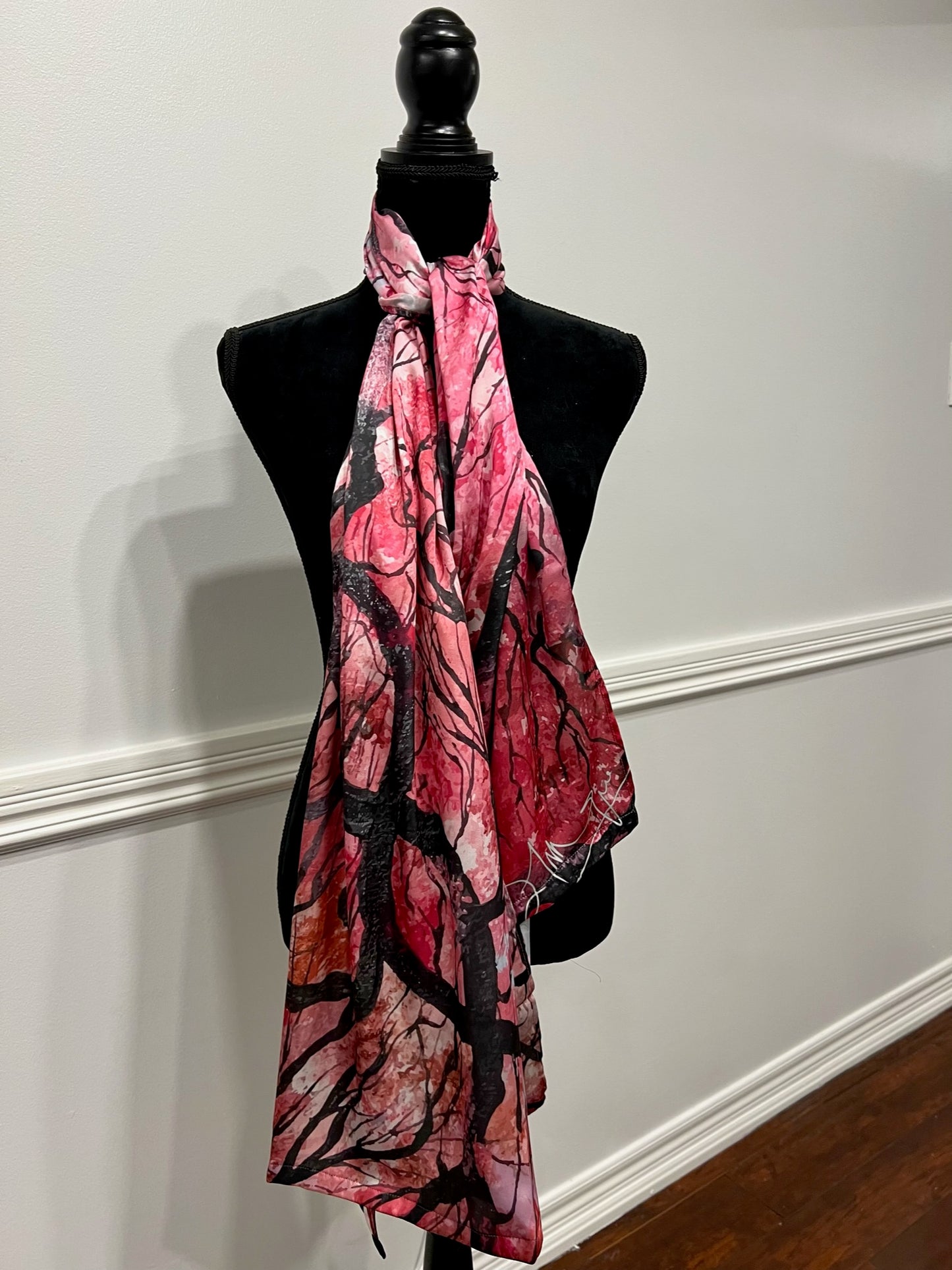 Morning With Cherry Blossoms - Art Silk Scarf