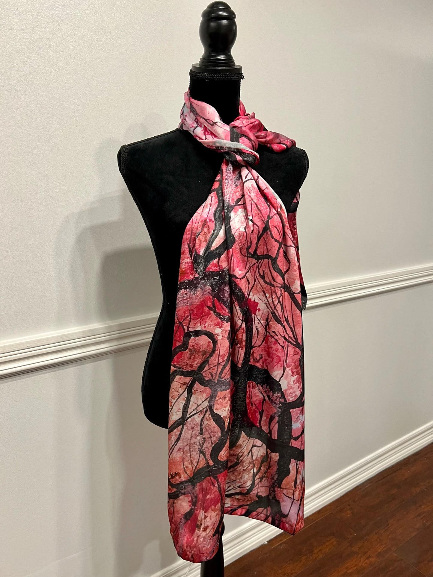 Morning With Cherry Blossoms - Art Silk Scarf