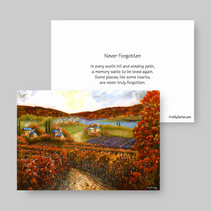 GREETING CARD Printed from Original Acrylic Painting "Never Forgotten"  Blank Inside,5"X7"