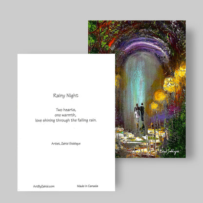 GREETING CARD Printed from Original Acrylic Painting "Rainy Night"  Blank Inside,5"X7"