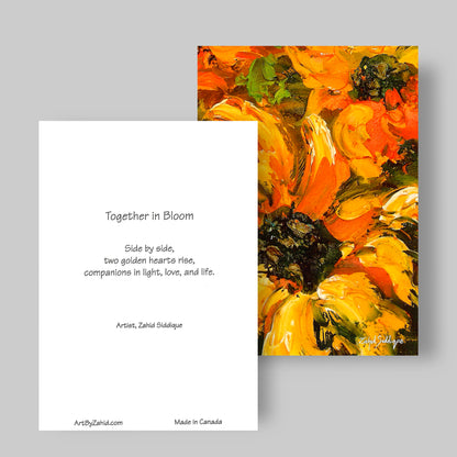 GREETING CARD Printed from Original Acrylic Painting "Together in Bloom"  Blank Inside, 5"X7"
