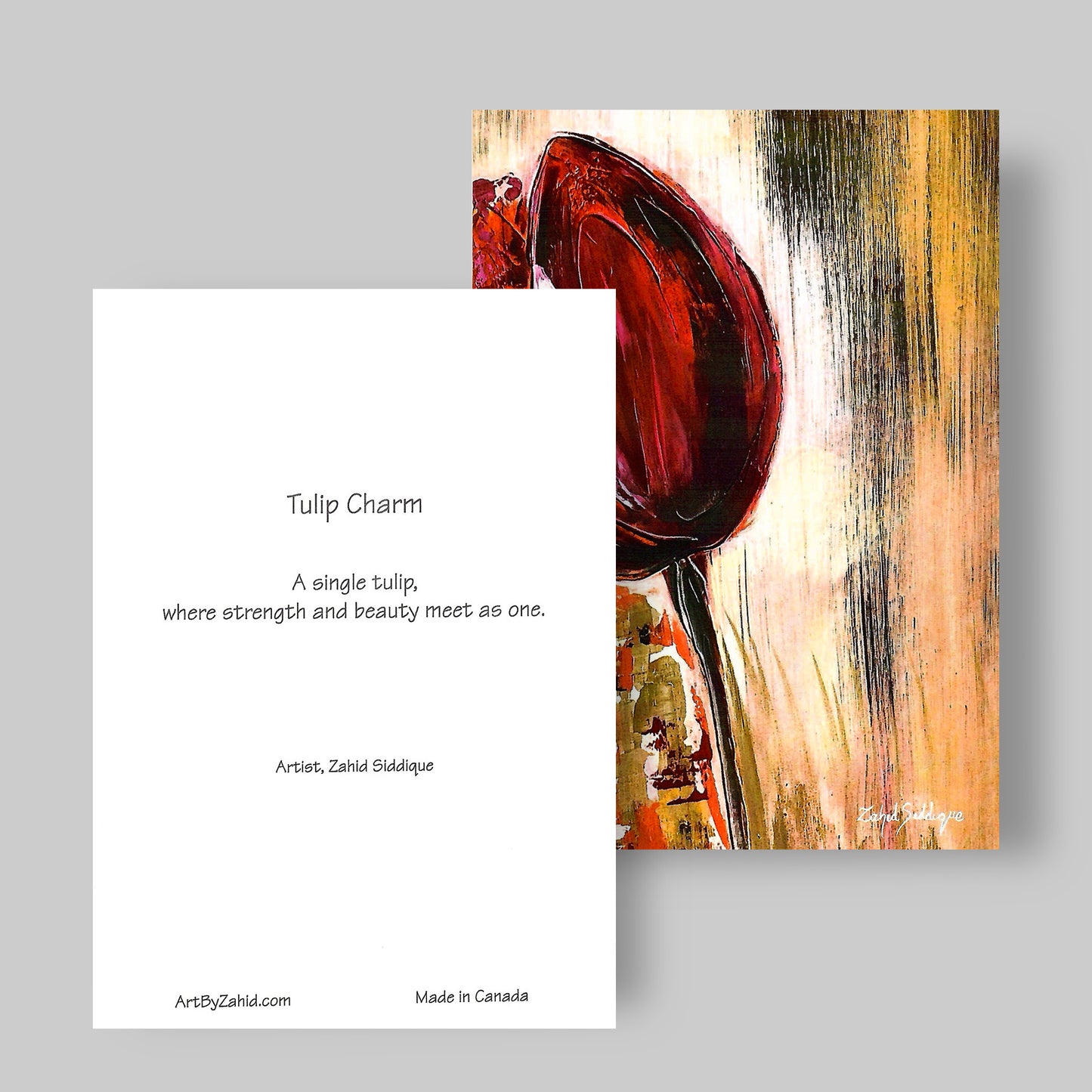 GREETING CARD Printed from Original Acrylic Painting "Tulip Charm"  Blank Inside,5"X7"