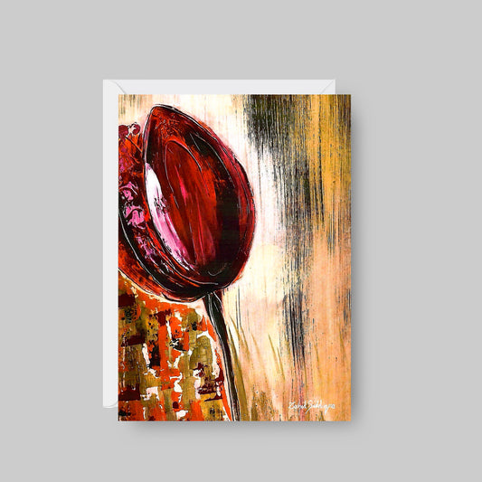 GREETING CARD Printed from Original Acrylic Painting "Tulip Charm"  Blank Inside,5"X7"