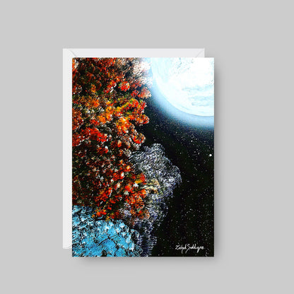 GREETING CARD Printed from Original Acrylic Painting "Under the Moonlit Sky"  Blank Inside,5"X7"