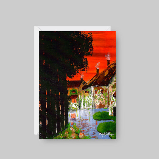 GREETING CARD Printed from Original Acrylic Painting "When the Day Rests"  Blank Inside,5"X7"
