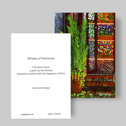 GREETING CARD Printed from Original Acrylic Painting "Windows of Memories"  Blank Inside, 5"X7"